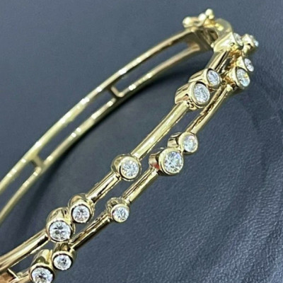 18ct Yellow Gold Diamond Bubble Bangle 1ct Single Stone Bracelet Solid 23g Profile Picture